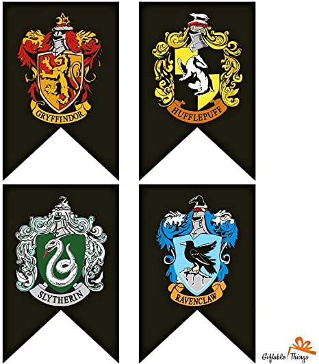 Harry Potter Banner - Complete Hogwarts House Wall Banner-Ultra Premium - Indoor Outdoor Party Flag - Gryffindor, Slytherin, Hufflepuff, Ravenclaw Banner Set (4PACK)