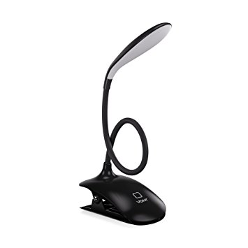 Led Clip Reading Light, 12 Leds Reading Lamp with 3 Brightness Level, USB Rechargeable, Touch Control Book Light - Vont (Black)