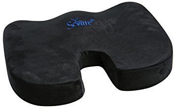 Secure Coccyx Orthopedic Memory Foam Seat Cushion - Ergonomic Support For Maximum Comfort On Chair, Wheelchair, Bench, Etc. - Black (18"x14"x3") - One Year Warranty