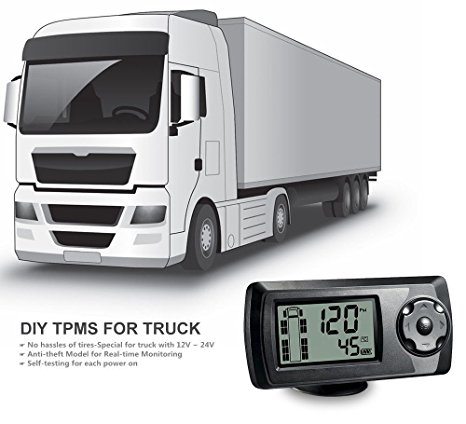STEELMATE® Wireless DIY Professional Truck Tire Pressure Monitoring System TP-81E External Valve-Cap 6 TPMS Sensors Model