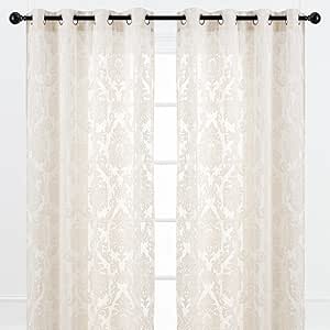 Chanasya Premium Devore Sheer Grommet Curtains - Classy, Light Filtering Drapes for Living Room or Bedroom - 52" x 108" - Cream, 2 Panels