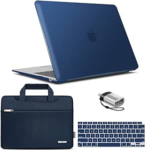 IBENZER Compatible with New MacBook Air 13 inch Case 2022 2021 2020 M1 A2337 A2179 A1932, Hard Shell Case & Sleeve & Keyboard Cover & Type C for Mac Air 13 with Touch ID, Navy Blue, MAT13-NVBL 3