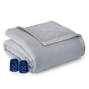 Shavel Home Products Micro Flannel Solid Electric Heated Blanket Greystone King/California King