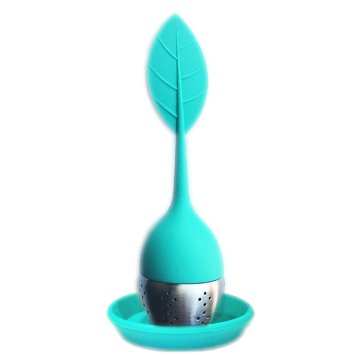 - New Colors - (Turquoise) FUGAMI Silicone Loose Leaf Tea Infuser Strainer with Resting Plate