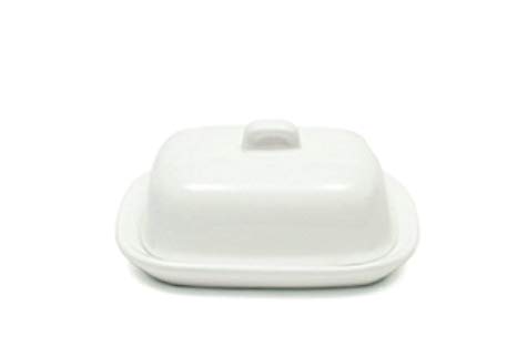 Maxwell Williams White Basics Butter Dish with Lid, Porcelain, White, 10 cm