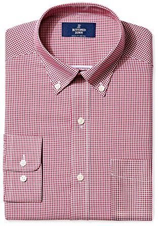 Buttoned Down Men's Classic Fit Button-Collar Pattern Non-Iron Dress Shirt with Pocket