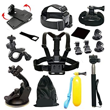 Wespire Action Sports Camera Accessories Kit for GoPro Hero and SJCAM (9 Items)