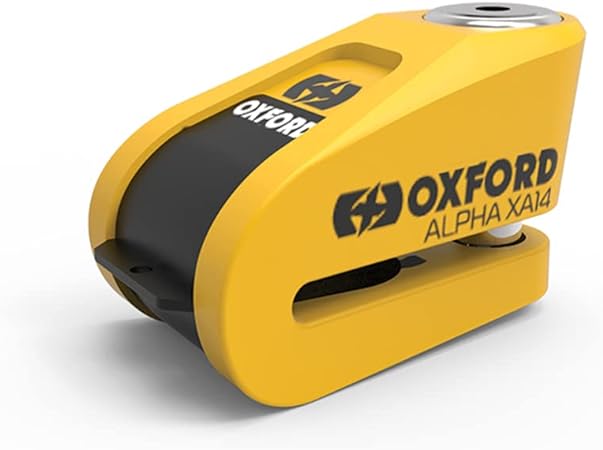Oxford LK217 Alpha XA14 Alarm Disc Lock (14mm pin) Yellow Black