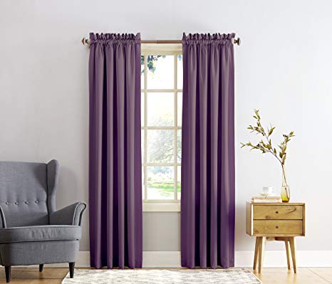 Sun Zero Barrow Energy Efficient Rod Pocket Curtain Panel, 54" x 95", Plum Purple