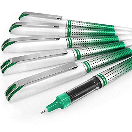 Uni-Ball UB-187S Vision Needle Rollerball Pen – 0.7mm Needle Point – Pack of 6 – Green