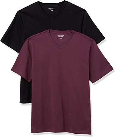 Amazon Essentials Men's 2-Pack Loose-Fit Short-Sleeve V-Neck T-Shirt