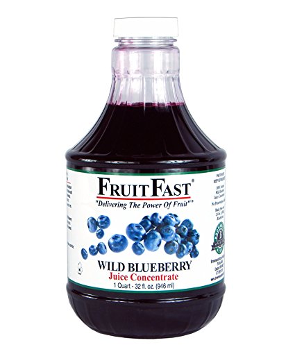 FruitFast - Wild Blueberry Juice Concentrate "Cold Filled" ONE QUART 64 Day Supply - Price Includes Shipping