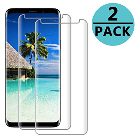 Galaxy S9 Plus Clear Screen Protector [3D Curved Edge][Scratch resistance][Case Friendly/96% coverage][Bubble-Free ] 9H Hardness Tempered Glass Screen Protector for Samsung Galaxy S9 Plus [2-Pack]