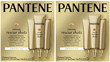 Pantene Pro-V Intense Rescue Shots Hair Ampoules for Intensive Repair and Treatment of Damaged Hair, 0.5 fl oz, 3-Count Twin Pack