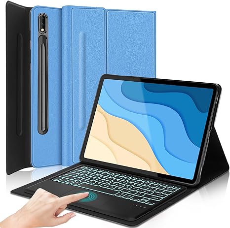 Touchpad Galaxy Tab S9 ULTRA Keyboard Case, Tab S9 ULTRA Case with 7 Color Backlit Keyboard, Smart Protective Cover with S Pen Holder for Samsung Galaxy Tab S9 ULTRA 2023/S8 ULTRA 2022 14.6 inch, Blue