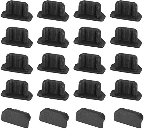 uxcell Silicone Micro USB Anti-Dust Stopper Cap Cover Black 20pcs