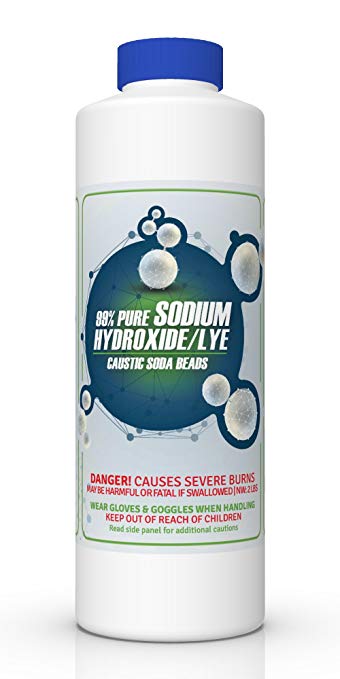 Pure Sodium Hydroxide Lye Caustic Soda Beads | Great for Making Soap | Excellent Caustic Drain Opener - 2 lb Bottle