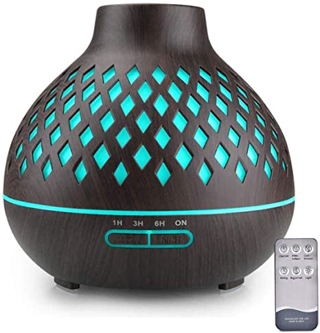 Essential Oil Diffuser 400ML, Remote Control Diffusers for Essential oils, Ultrasonic Humidifier, Aromatherapy Diffuser with Waterless Auto-Off (Coffee)