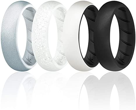 ROQ Silicone Rings for Women - Breathable Silicone Rings - Sets of 1/4/6 Bands - Comfort Fit Silicone Wedding Ring for Women - Medical Grade Silicone Rubber Band - Unique Women's Silicone Wedding Ring
