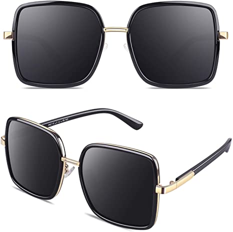 Polarized Sunglasses for Women, Trendy Oversized Square Sun Glasses, Stylish UV400 Protection Fashion Shades
