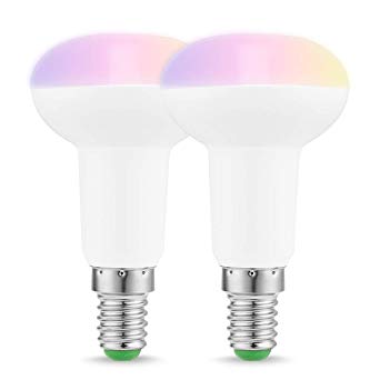 LOHAS WiFi R50 Smart Light Bulbs, Works with Alexa and Google Home, 5W Equal to 40W Reflector Bulb, RGB Cool White Colour Changing Mood Light, Controlled by Smart Devices, No Hub Required, 2 Pack