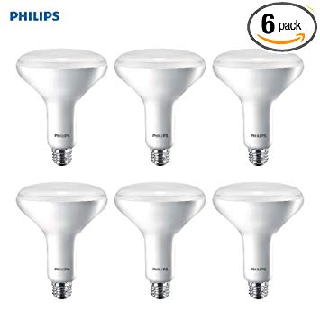 Philips LED Dimmable BR40 Light Bulb with Warm Glow Effect 800-Lumen, 2200-2700-Kelvin, 10-Watt (65-Watt Equivalent), E26 Base, Soft White, Frosted, 6-Pack (California Residents Only)