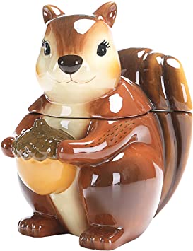 Bico Squirrel 8 inch Air Tight Cookie Jar, Handpainted, Dishwasher Safe