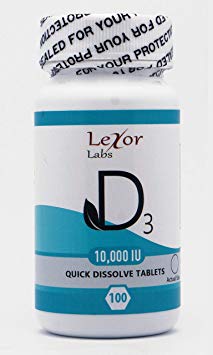 Lexor Labs Vitamin D3 10000 IU Quick Dissolve Tablets - Bone & Teeth Health Supplement, Supports Mood & Immune Function - 100Count