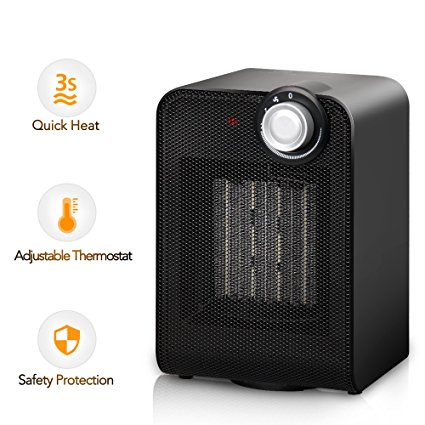Portable Space Heater - 1500W Mini Ceramic Heater with Adjustable Thermostat, Hot & Cool Fan Oscillating Indoor Heater with Overheating & Tip-Over Protection for Table Desk Floor Office Home Use
