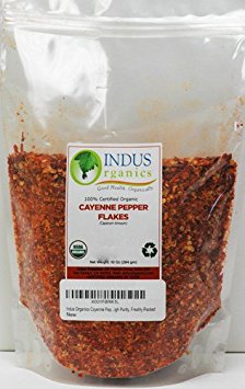 Indus Organics Cayenne Pepper Flakes (40,000 SHU), 10 Oz Bag, Premium Grade, High Purity, Freshly Packed