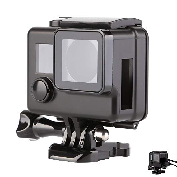 SHOOT Side Open Case for GoPro Hero 3 /4 Protective Skeleton Housing Shell Cover Frame Wire Connectable for Go Pro Hero 3 /4 Camera Accessories(Black)
