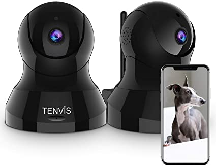 Pet Camera - TENVIS Pet Security Wireless Indoor Security Camera System w/Motion Detection, Two Way Audio, Enhanced Night Vision, Indoor Home Security Camera with MicroSD Slot, iOS/Android (2PCS)