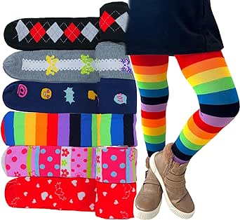 ToBeInStyle Girls' Pack of 6 Full Length Footed Winter Knit Acrylic Uniform Tights