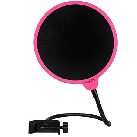 Dragonpad USA 6" Microphone Studio Pop Filter with Clamp - Pink/Black