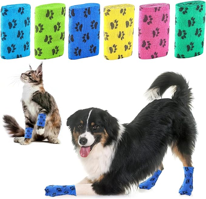 Anti-Slip Dog Socks to Prevent Licking Paws, Disposable Dog Boots for Hardwood Floors, Outdoor Pet Paw Protector Non-Slip for Small Medium Large Dogs, 6 Rolls