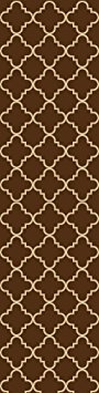 Custom Size Runner Chocolate Brown Moroccan Trellis Non-Slip (Non-Skid) Rubber Back Stair Hallway Rug by Feet 22 Inch Wide Select Your Length ((: FREE COURTESY GIFT :))