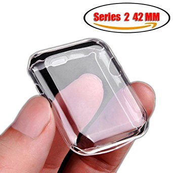 Apple Watch Case 42 mm,Opretty Ultra Slim Watch TPU Screen Protector All-around Protective 0.3mm Hd Clear Ultra-thin Cover for 42mm Apple Watch Series 2