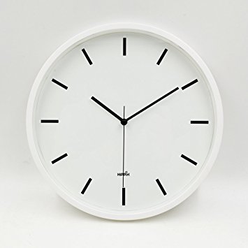 Hippih 10" Silent Quartz Decorative Wall Clock with Glass Cover Non-ticking Digital(white scale)