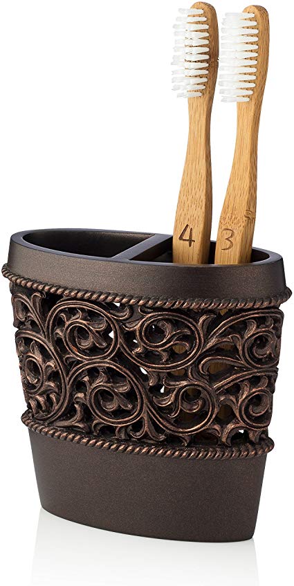 Essentra Home Bronze Toothbrush Holder Stand for Vanity Countertops