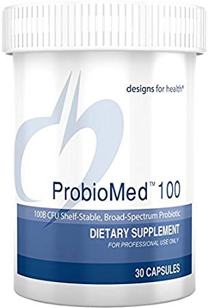 Designs for Health 100 Billion CFU High Potency Probiotics Capsules - Probiomed 100, Shelf Stable Probiotic (30 Capsules)