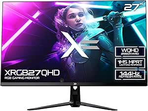 𝗫= 27 Inch Gaming Monitor (16:9), 2K QHD 2560x1440p, 144Hz, 1ms MPRT, IPS Panel, Adaptive-Sync/FreeSync, HDMI DP, Built-In 2x3w Speakers, VESA Mountable (XRGB27QHD | Black)