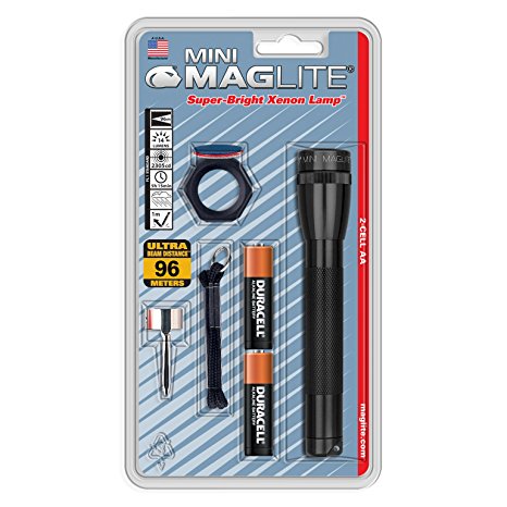 Maglite Mini Incandescent 2-Cell AA Flashlight Combo, Black