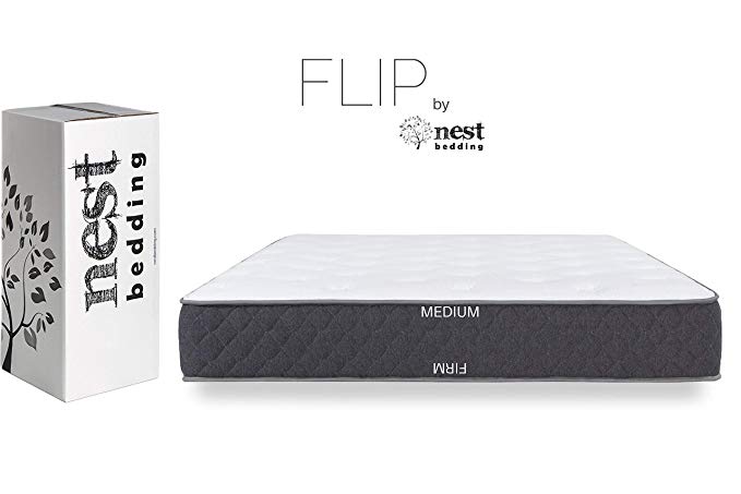 FLIP by Nest Bedding, Amazon-Exclusive Double Sided Hybrid Bed in a Box, Cooling Gel Foam and Caliber Coil, CertiPUR-US, 10-Year Warranty, Made in The USA