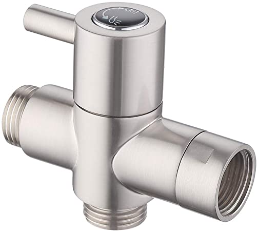 KES BRASS Shower Arm Diverter Valve Bathroom Universal Shower System Component Replacement Part for Hand Held Showerhead and Fixed Spray Head, Brushed Nickel, PV4-BN