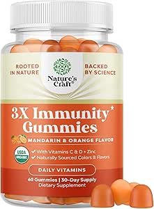 Vegan Organic Immune Support Gummies - D3 Zinc and Vitamin C Gummies for Adults Immunity - Organic Vitamin D Gummies for Adults Immune Support Supplement - Gluten Free & Non-GMO (30 Servings)