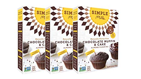 Simple Mills Almond Flour Mix, Chocolate Muffin & Cake, Naturally Gluten Free, 10.4 oz, Pack of 3