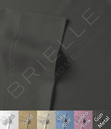 Brielle 510 Count 100-Percent Rayon Bamboo Sateen Premium Sheet Set, King, Gunmetal