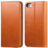 iPhone 5s Case SHIELDON Genuine Leather Cases for iPhone 5 Wallet Case Series Retro Folio Cases Cover with Kickstand and Credit Card Slots  ID Card Holder  Magnetic Closure Tan Brown