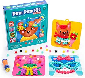 Educational Insights Pom Pom Kit - Arts and Crafts for Kids, Toddler Art Supplies, Mess Free Coloring, Toddler DIY Sensory Activity, Gift for Girls and Boys Ages 5