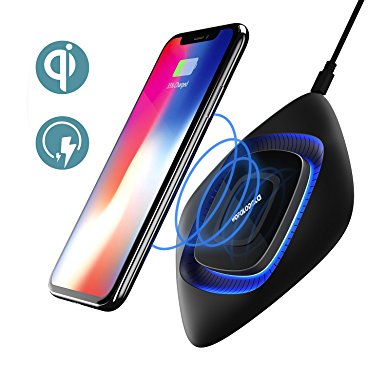 Fast Wireless Charger Pad, Wofalodata Quick Wireless Charging Stand for Samsung S7/S7 Edge/S8/S8 Plus/ Note 8, Qi-Enabled Standard Charge for iPhone X/8/8 Plus(Black)